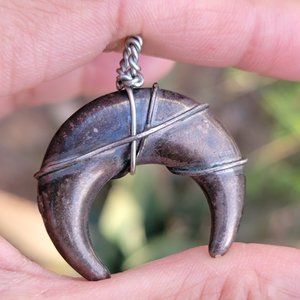 Handmade 925 sterling silver boho witchy wire wrapped crescent moon pendant